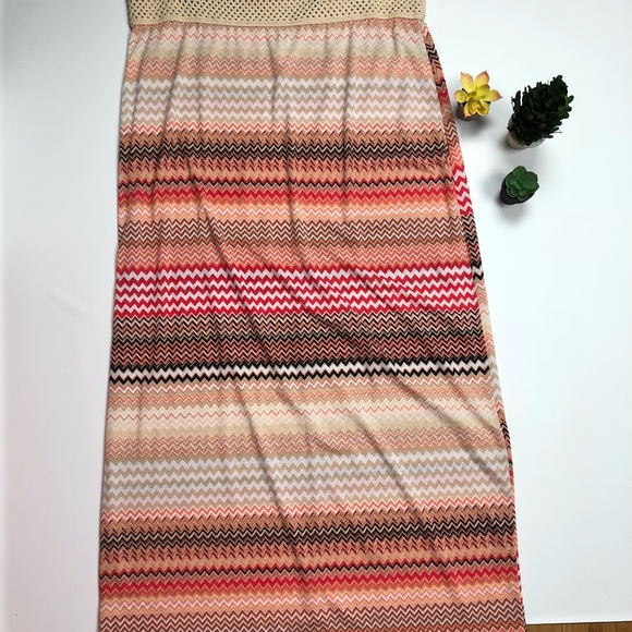 ORANGE CHEVRON MAXI SKIRT - Picture 2 of 3